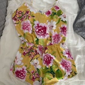 Floral silk romper